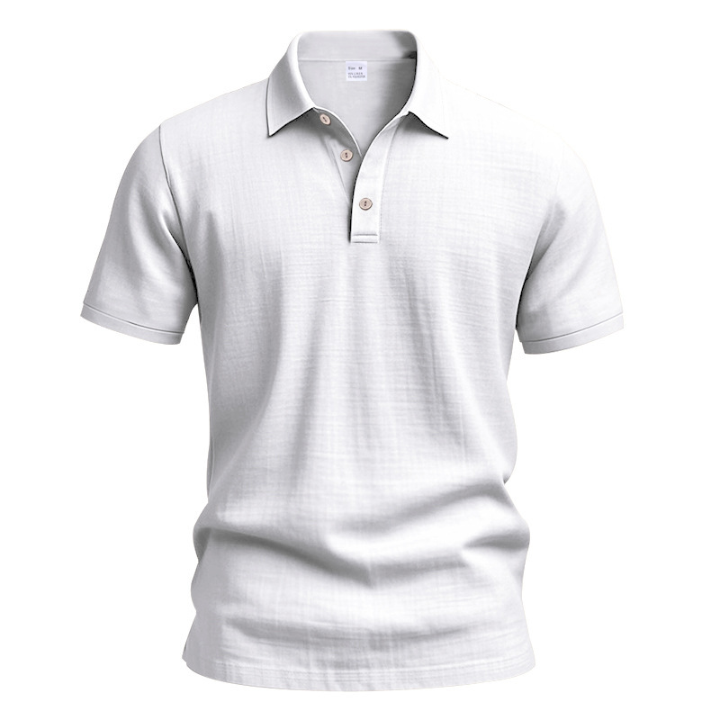 Clothes > Men's Clothing > Tops > T-Shirts  Summer Men's Linen Polo Shirt With Lapel Loose Short Sleeve T-Shirt