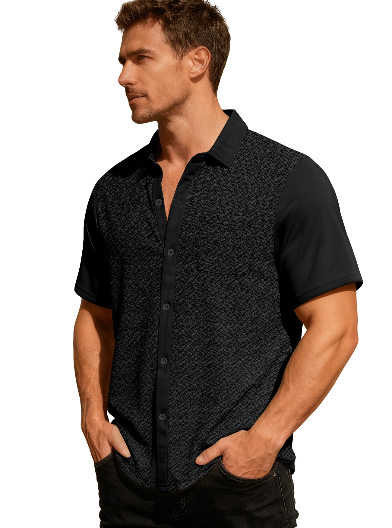 Clothes > Men's Clothing > Tops > T-Shirts  Summer Men's Shirt With Short Sleeves and Loose Lapels