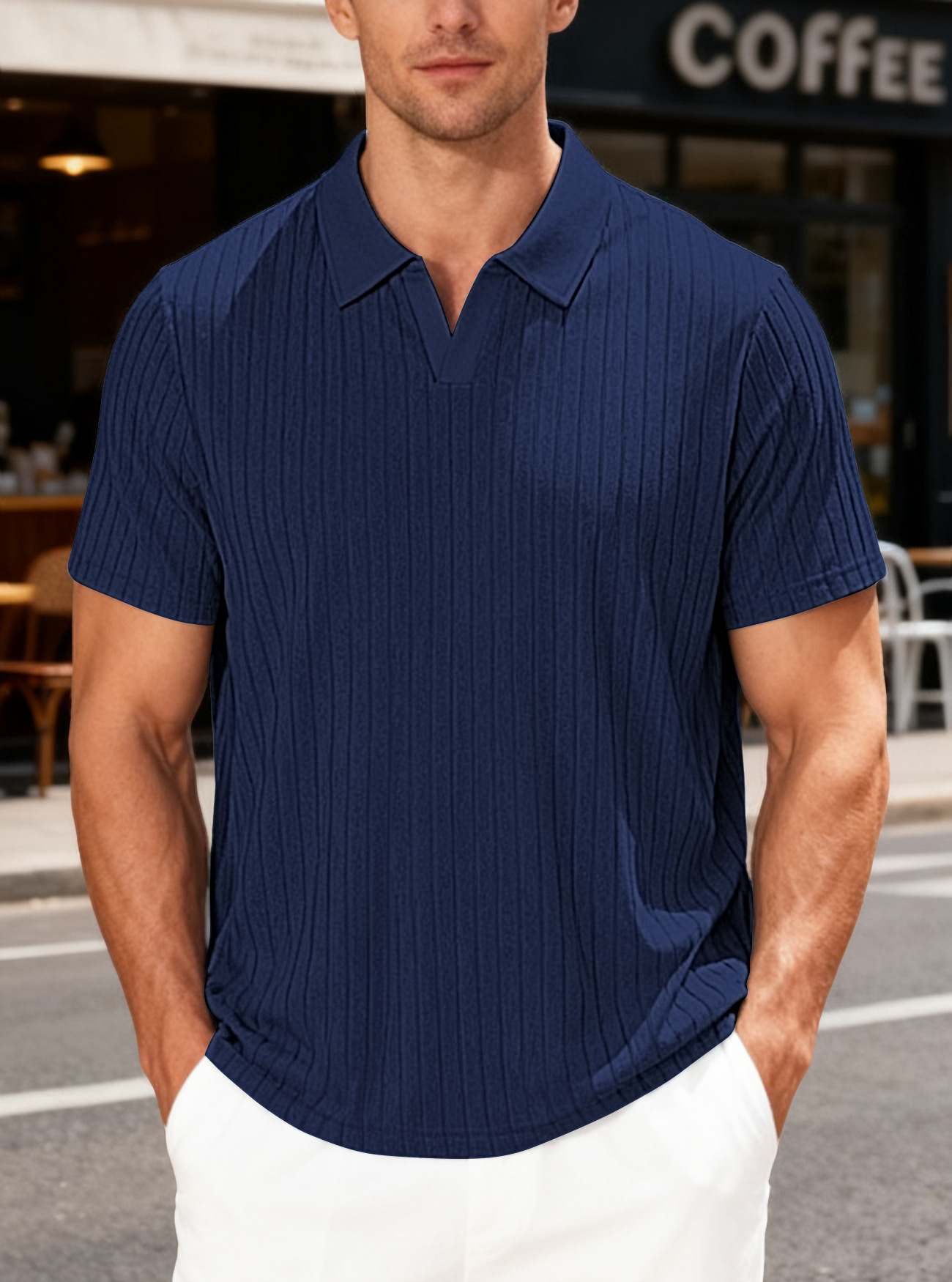 Clothes > Men's Clothing > Tops > T-Shirts  Summer Men's Striped Short Sleeve Shirt Lapel T-Shirt S-3XL