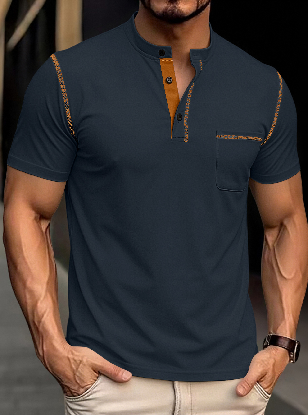 Clothes > Men's Clothing > Tops > T-Shirts  Summer polo shirt with short sleeves T-shirt S-3XL