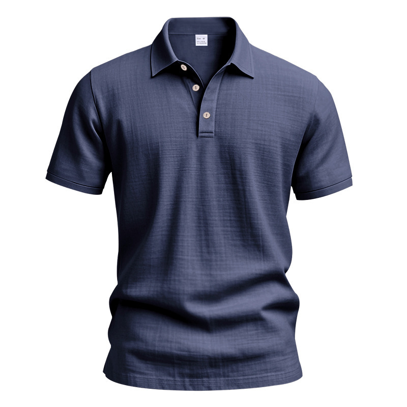 Clothes > Men's Clothing > Tops > T-Shirts  Summer Men's Linen Polo Shirt With Lapel Loose Short Sleeve T-Shirt