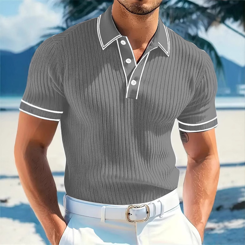Clothes > Men's Clothing > Tops > T-Shirts  Men's Polo Shirt With Short Sleeves And Laces S-2XL
