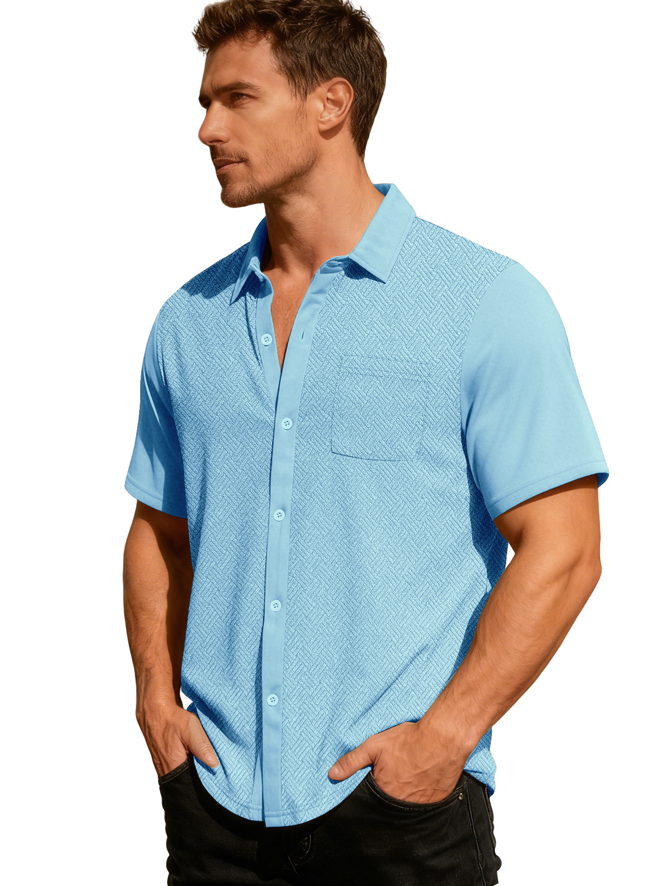 Clothes > Men's Clothing > Tops > T-Shirts  Summer Men's Shirt With Short Sleeves and Loose Lapels