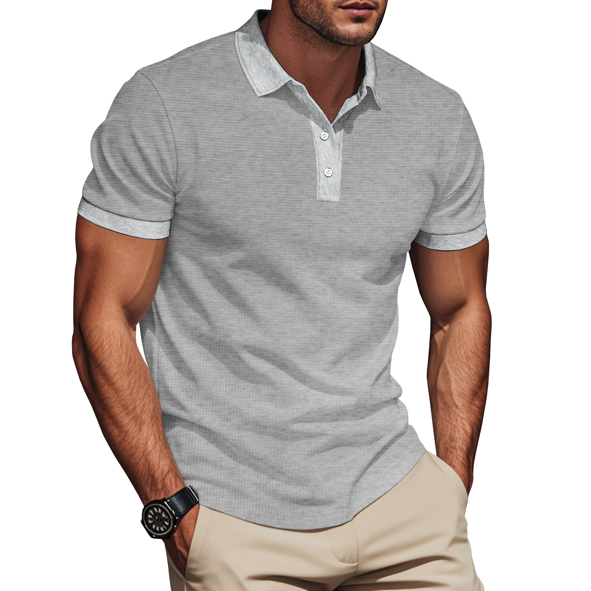 Clothes > Men's Clothing > Tops > Shirts  Summer Men's Lapel Short Sleeve Polo T-Shirt S-3XL