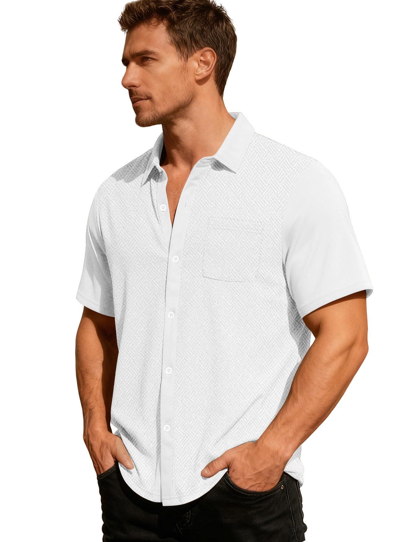 Clothes > Men's Clothing > Tops > T-Shirts  Summer Men's Shirt With Short Sleeves and Loose Lapels