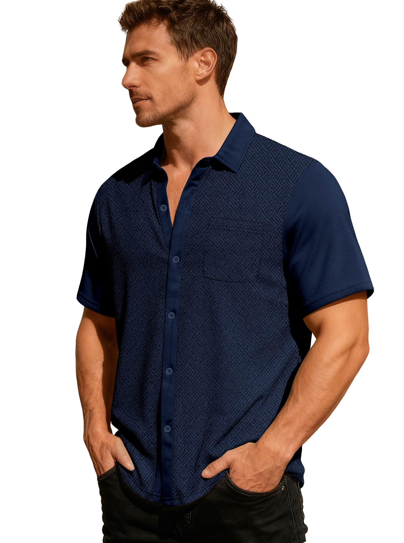 Clothes > Men's Clothing > Tops > T-Shirts  Summer Men's Shirt With Short Sleeves and Loose Lapels