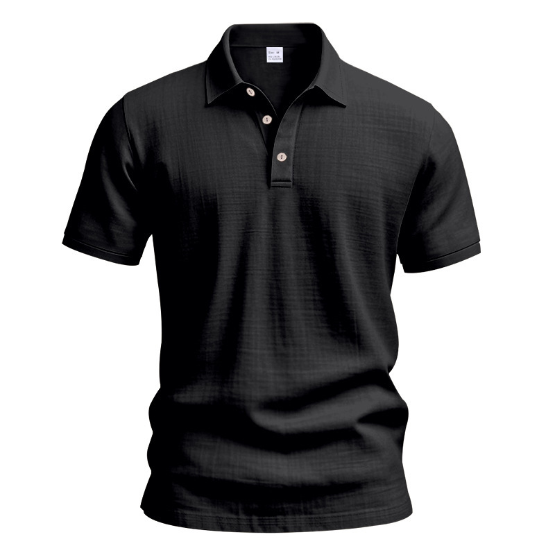 Clothes > Men's Clothing > Tops > T-Shirts  Summer Men's Linen Polo Shirt With Lapel Loose Short Sleeve T-Shirt