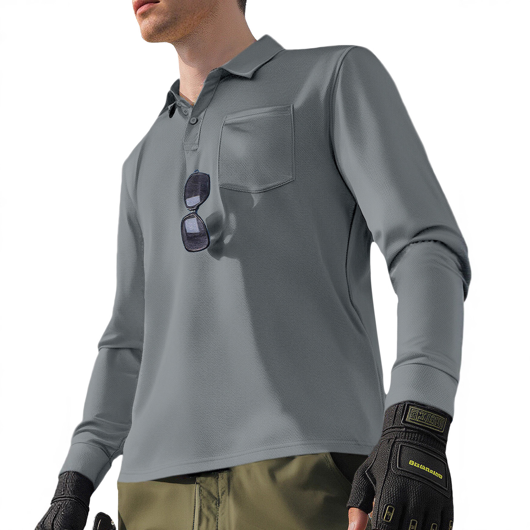 Clothes > Men's Clothing > Tops > Shirts  Men's Loose Lapel Long Sleeve Polo Shirt S-3XL