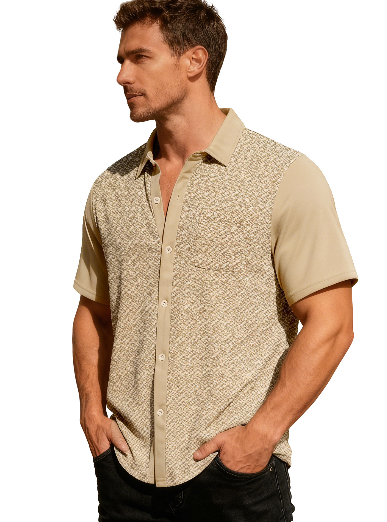 Clothes > Men's Clothing > Tops > T-Shirts  Summer Men's Shirt With Short Sleeves and Loose Lapels