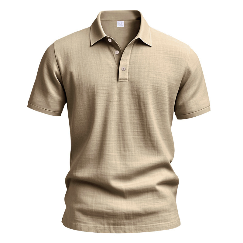 Clothes > Men's Clothing > Tops > T-Shirts  Summer Men's Linen Polo Shirt With Lapel Loose Short Sleeve T-Shirt