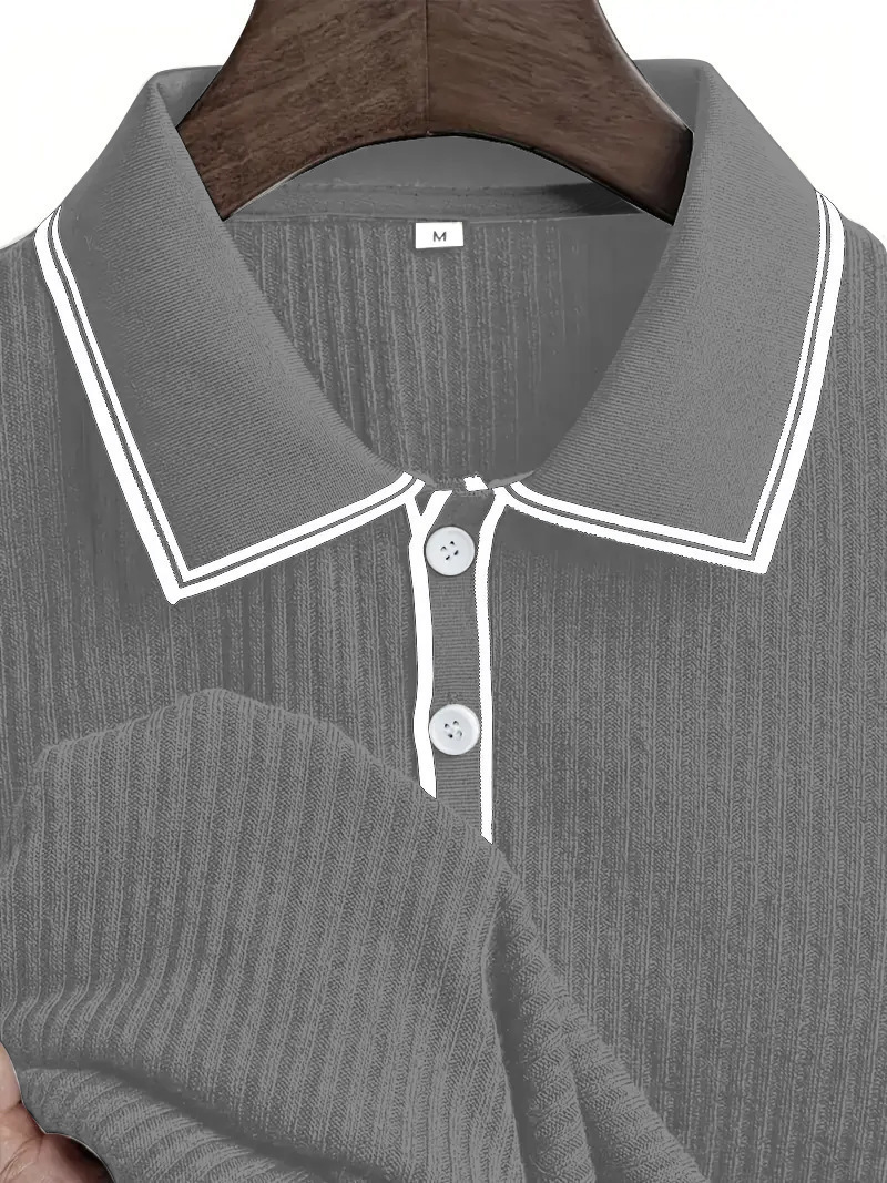 Clothes > Men's Clothing > Tops > T-Shirts  Men's Polo Shirt With Short Sleeves And Laces S-2XL