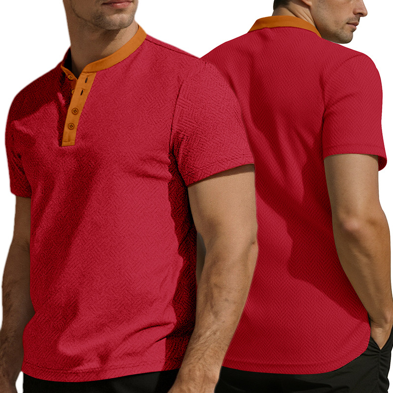 Clothes > Men's Clothing > Tops > T-Shirts  Summer Men's Henley Button Down T-Shirt