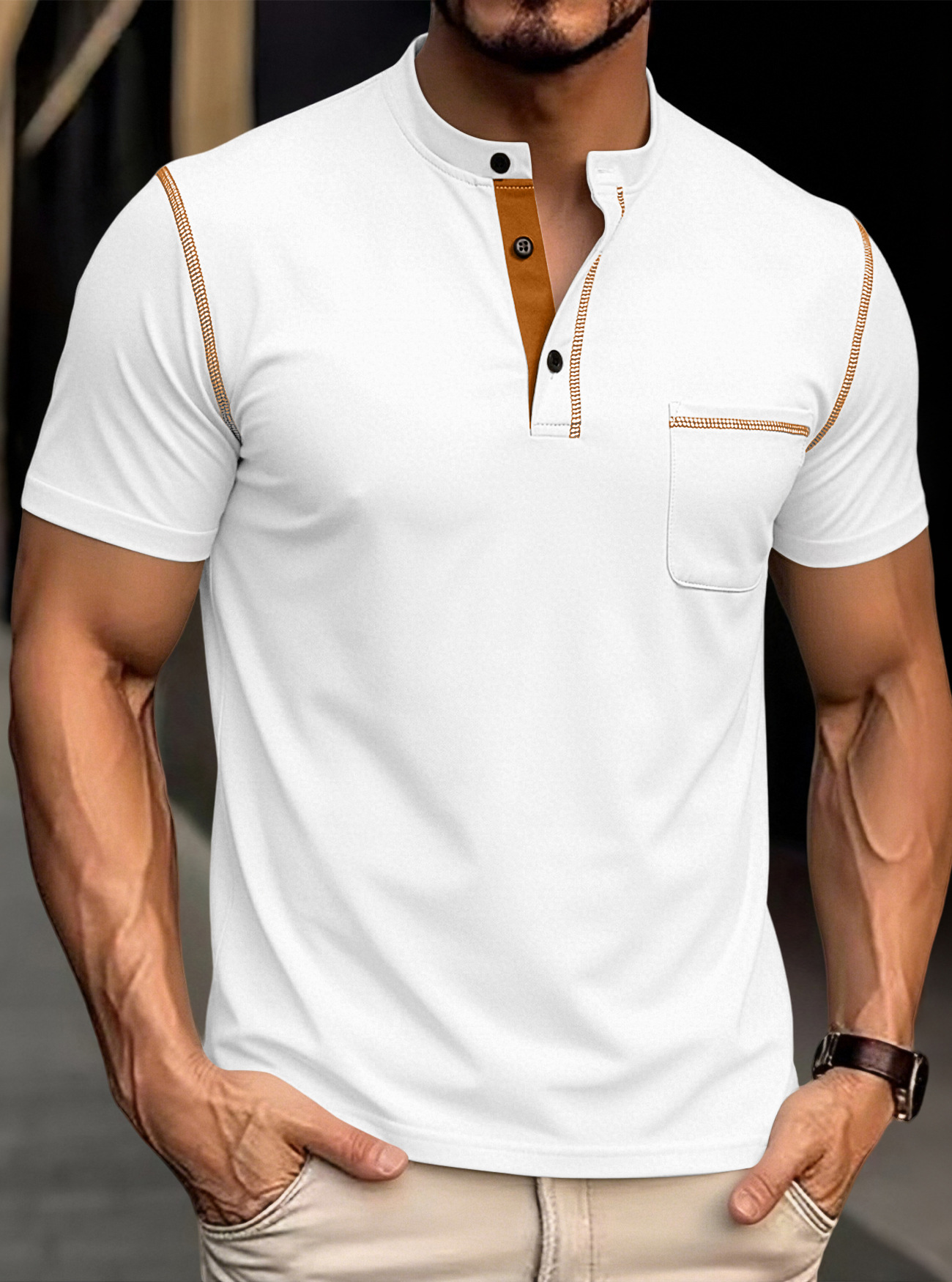 Clothes > Men's Clothing > Tops > T-Shirts  Summer polo shirt with short sleeves T-shirt S-3XL