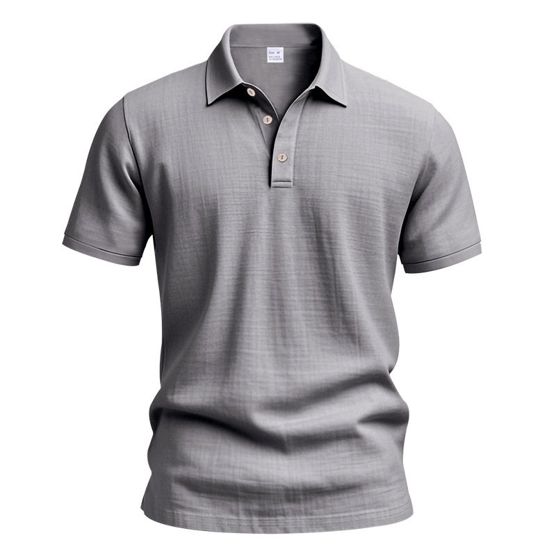 Clothes > Men's Clothing > Tops > T-Shirts  Summer Men's Linen Polo Shirt With Lapel Loose Short Sleeve T-Shirt