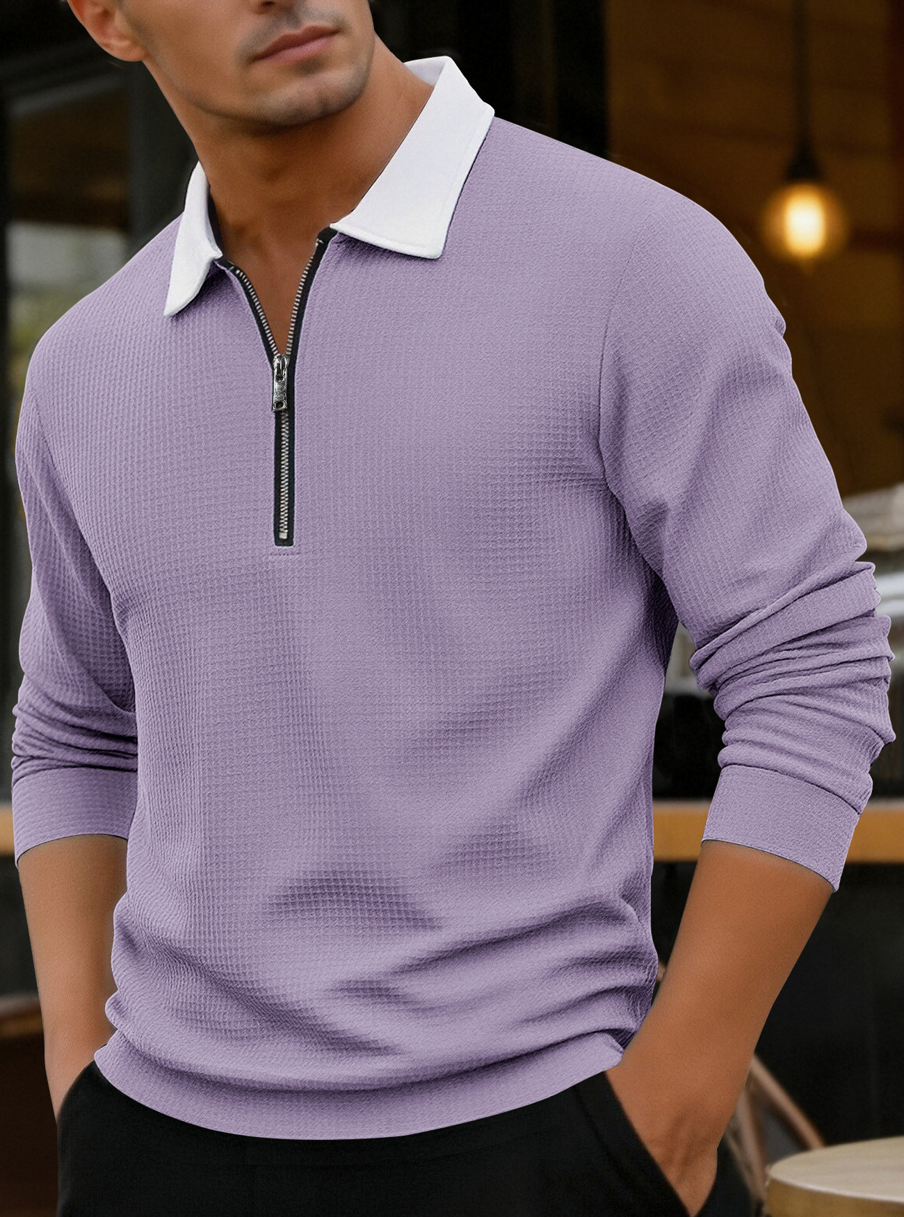 Clothes > Men's Clothing > Tops > Sweatshirts & Hoodies  Casual Long Sleeve Zip Shirt