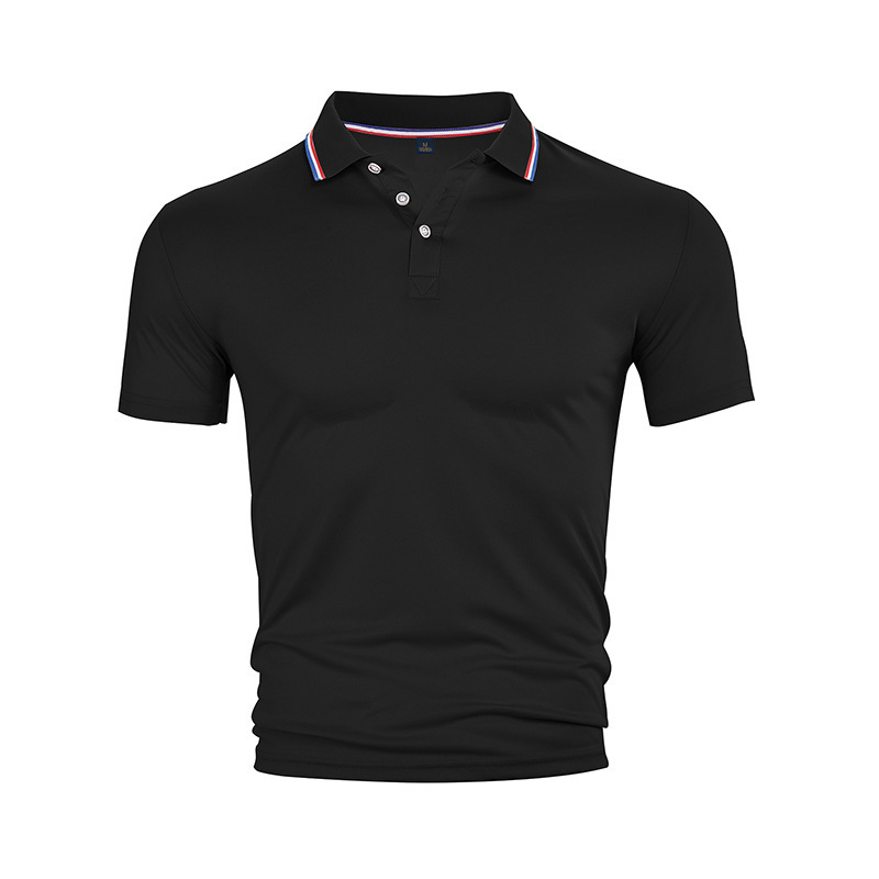 Clothes > Men's Clothing > Tops > T-Shirts  Summer Men's Polo Shirt With Lapel Black T-Shirt