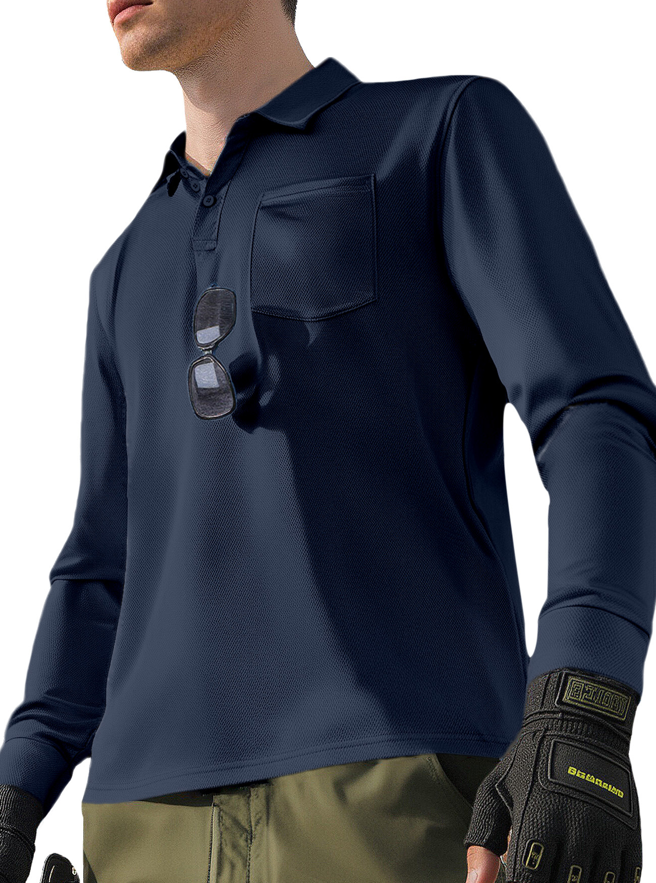 Clothes > Men's Clothing > Tops > Shirts  Men's Loose Lapel Long Sleeve Polo Shirt S-3XL