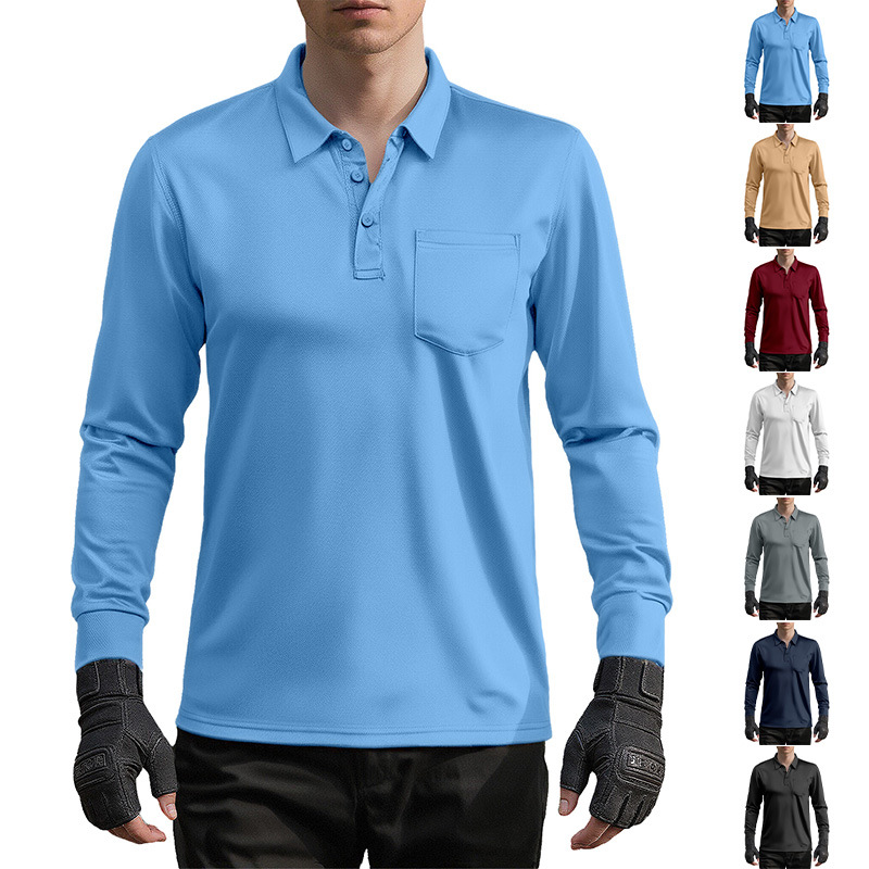 Clothes > Men's Clothing > Tops > Shirts  Men's Loose Lapel Long Sleeve Polo Shirt S-3XL