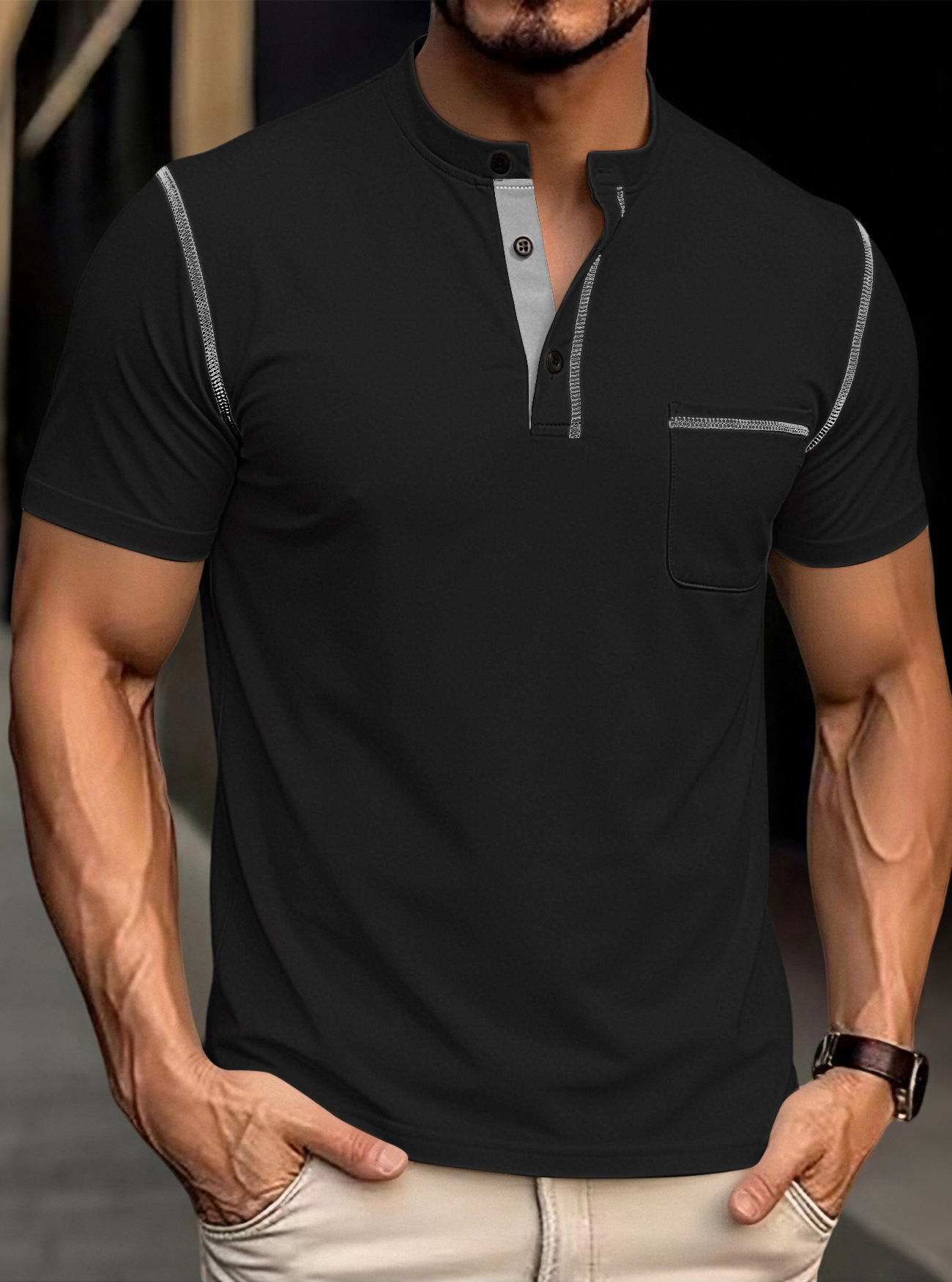 Clothes > Men's Clothing > Tops > T-Shirts  Summer polo shirt with short sleeves T-shirt S-3XL