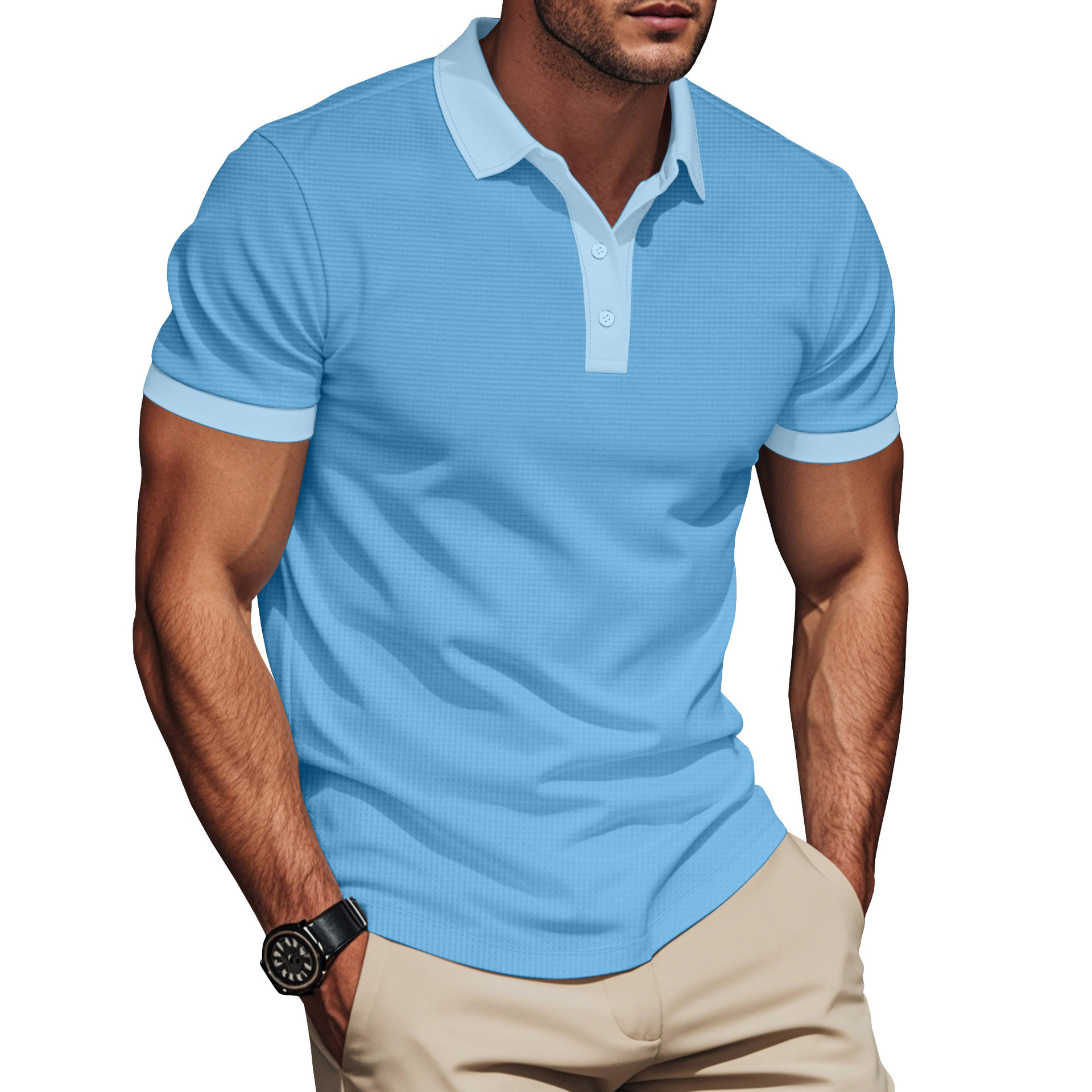 Clothes > Men's Clothing > Tops > Shirts  Summer Men's Lapel Short Sleeve Polo T-Shirt S-3XL
