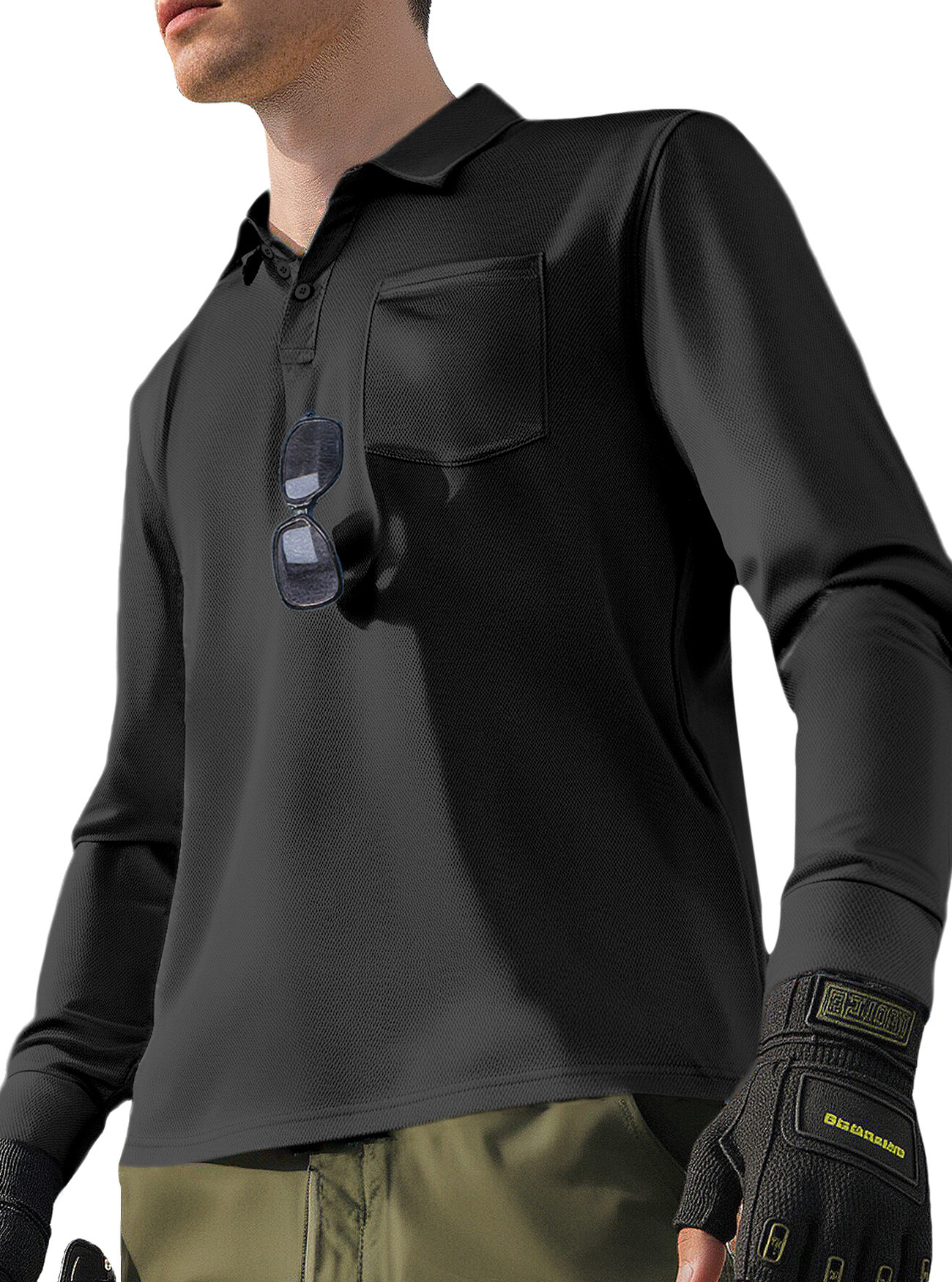 Clothes > Men's Clothing > Tops > Shirts  Men's Loose Lapel Long Sleeve Polo Shirt S-3XL