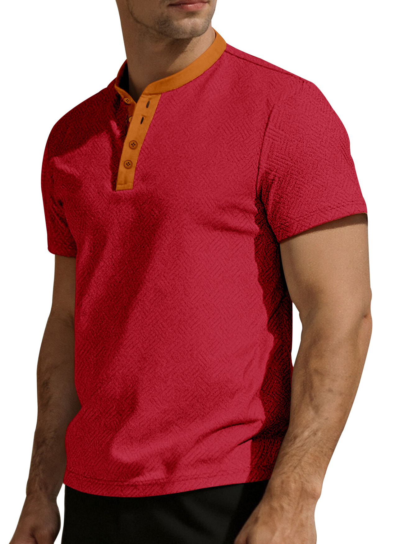 Clothes > Men's Clothing > Tops > T-Shirts  Summer Men's Henley Button Down T-Shirt