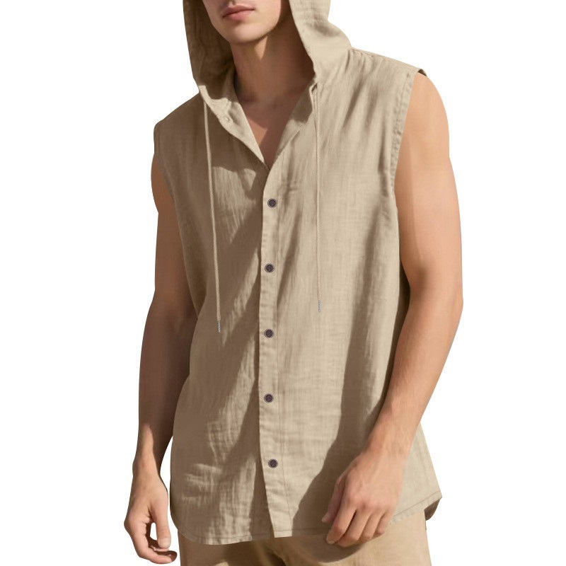 Clothes > Men's Clothing > Tops > Shirts  Summer Men's Linen Casual Sleeveless Vest S-3XL