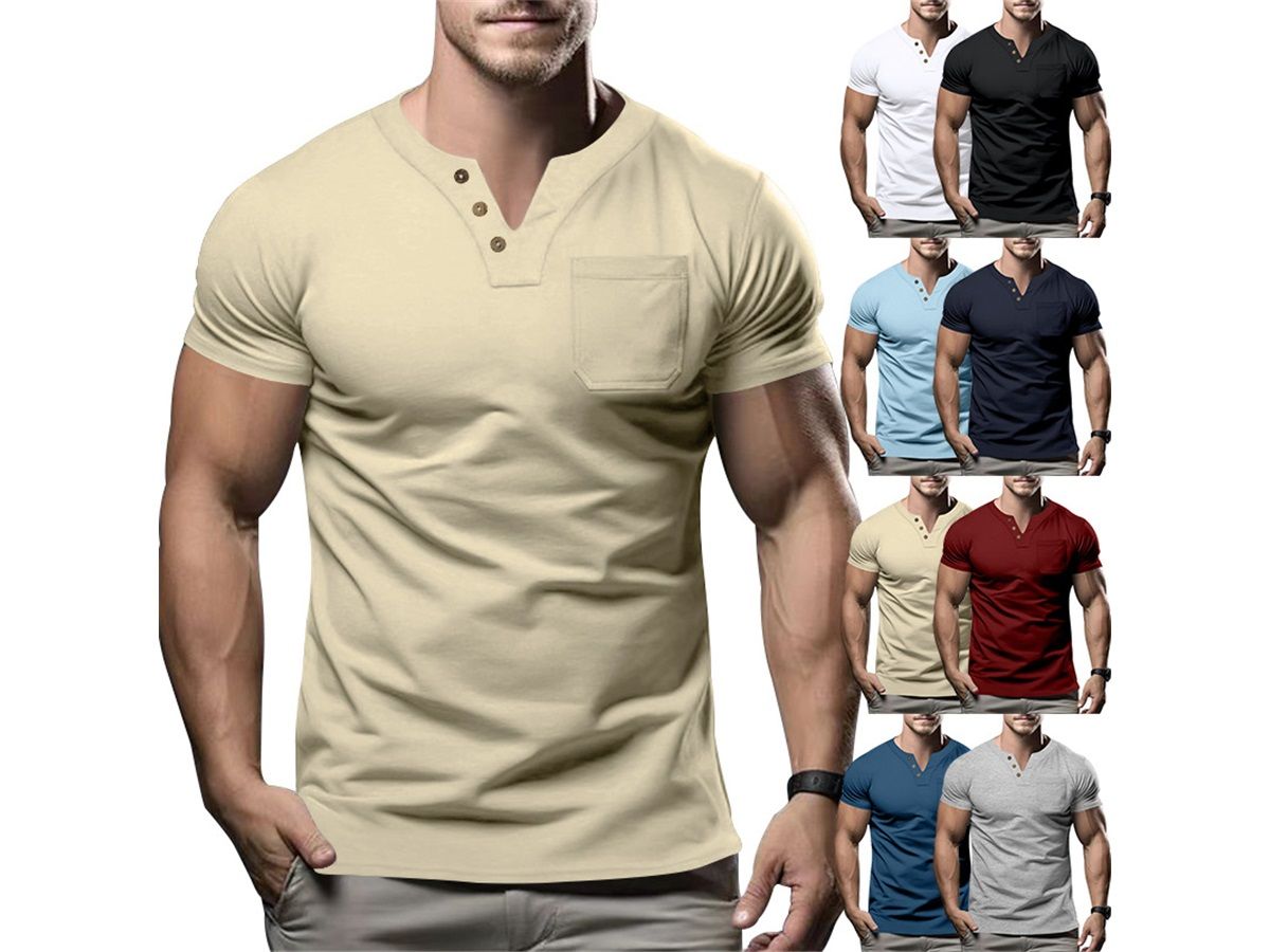 Clothes > Men's Clothing > Tops > T-Shirts  Summer Men's T-Shirt V-Neck Slim Short Sleeve