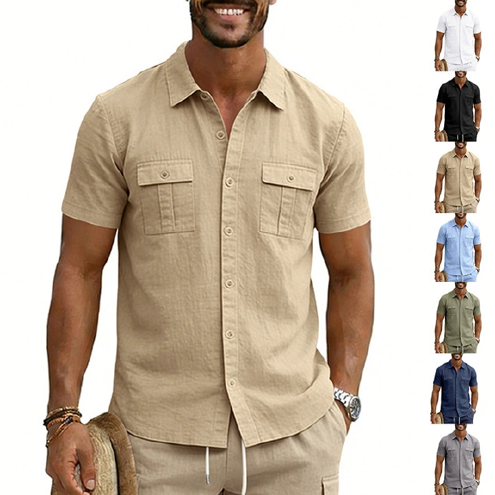 Clothes > Men's Clothing > Tops > T-Shirts  Summer Outerwear With Lapels And Short Sleeves S-3XL