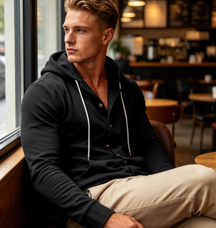 Clothes > Men's Clothing > Tops > Shirts Men's Loose Linen Long Sleeve Hooded Shirt M-3XL