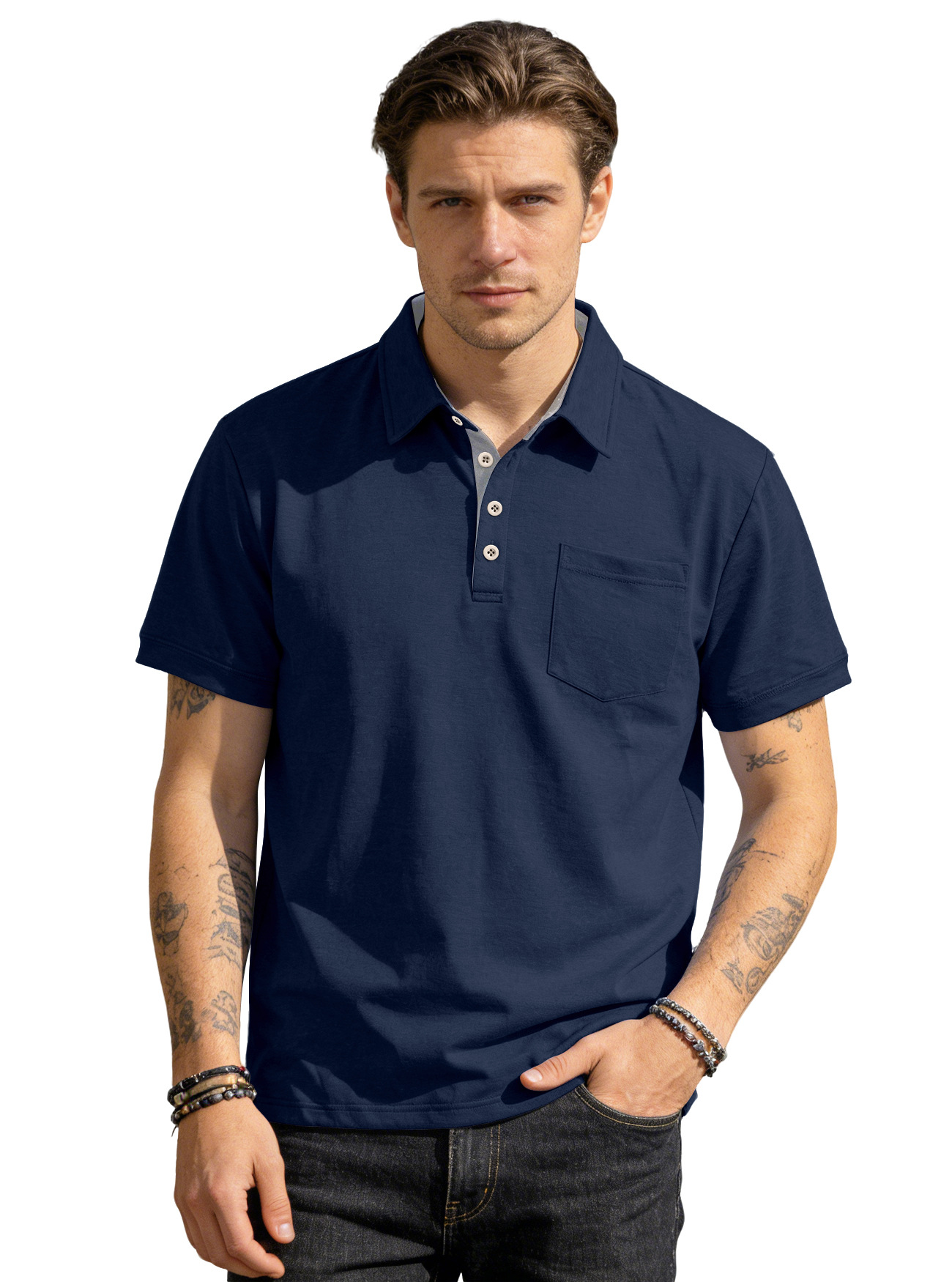 Clothes > Men's Clothing > Tops > T-Shirts  Summer Men's Polo Shirts With Short Sleeves And Lapels