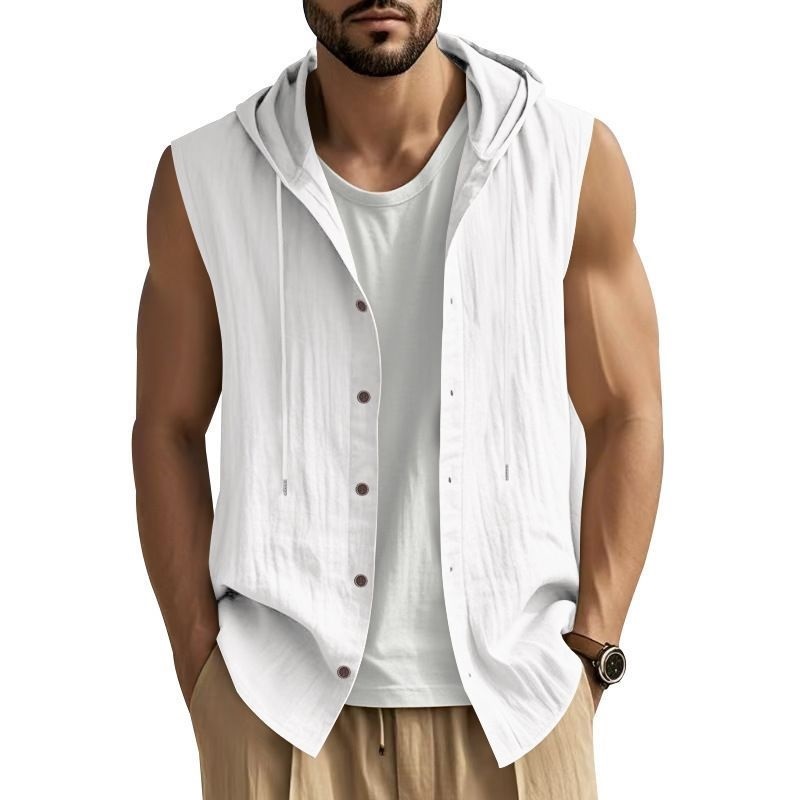 Clothes > Men's Clothing > Tops > Shirts  Summer Men's Linen Casual Sleeveless Vest S-3XL
