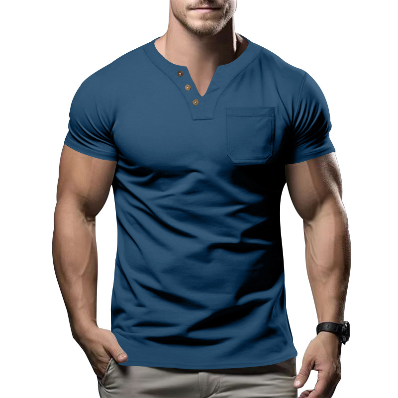 Clothes > Men's Clothing > Tops > T-Shirts  Summer Men's T-Shirt V-Neck Slim Short Sleeve