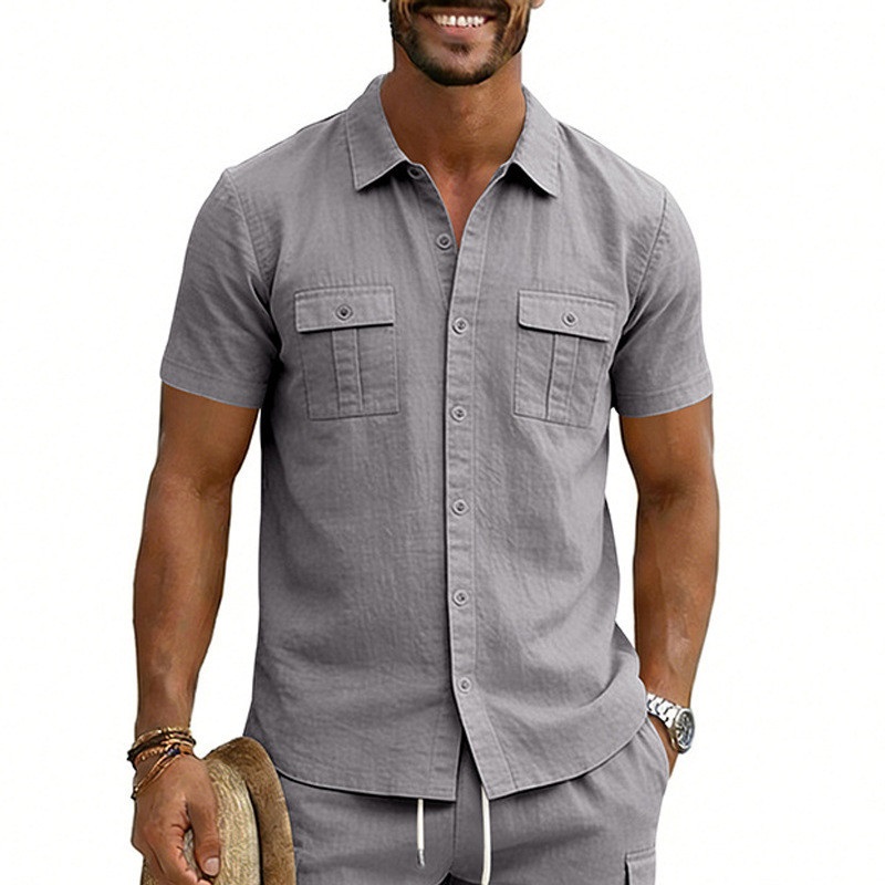 Clothes > Men's Clothing > Tops > T-Shirts  Summer Outerwear With Lapels And Short Sleeves S-3XL