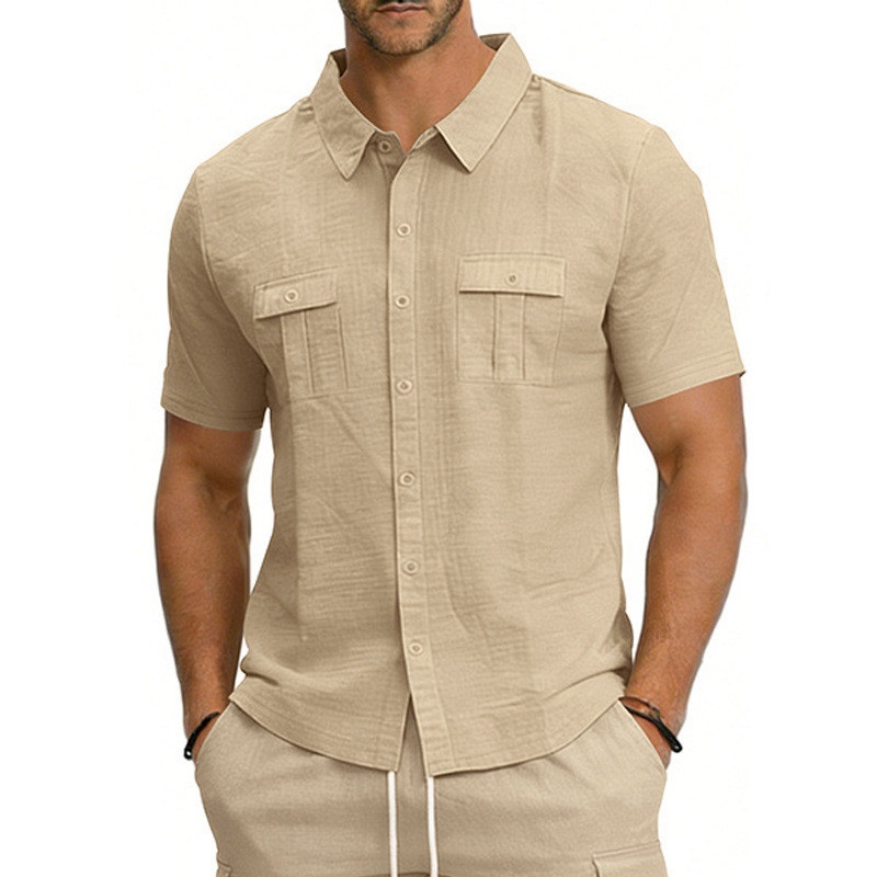 Clothes > Men's Clothing > Tops > T-Shirts  Summer Outerwear With Lapels And Short Sleeves S-3XL