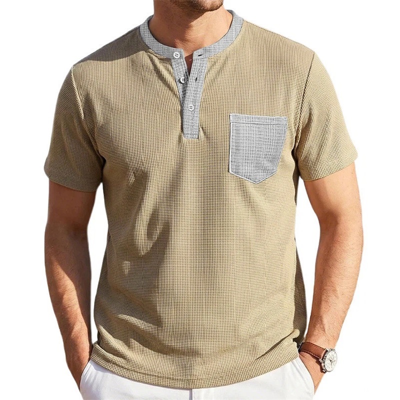 Clothes > Men's Clothing > Tops > T-Shirts Men's Short Sleeve Henley T-Shirt S-3XL