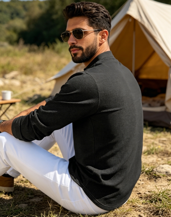 Clothes > Men's Clothing > Tops > Shirts  Mid Sleeve Polo Shirt, Men's Polo Suit S-3XL