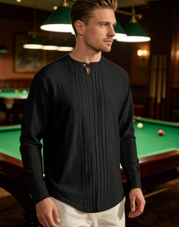 Clothes > Men's Clothing > Tops > Shirts Men's Crew Neck Long Sleeve Button Down Shirt S-3XL