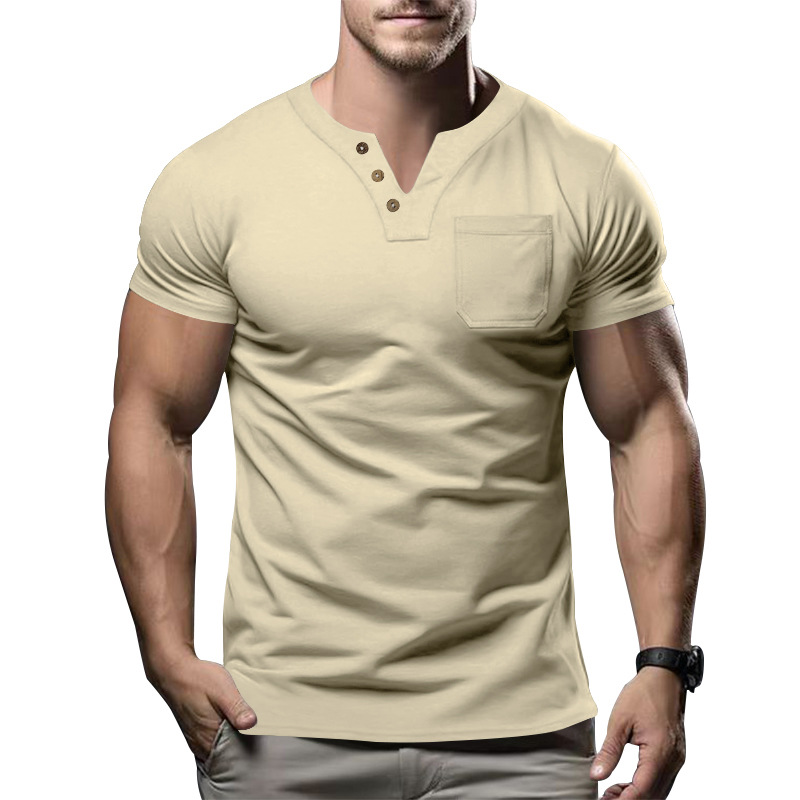 Clothes > Men's Clothing > Tops > T-Shirts  Summer Men's T-Shirt V-Neck Slim Short Sleeve