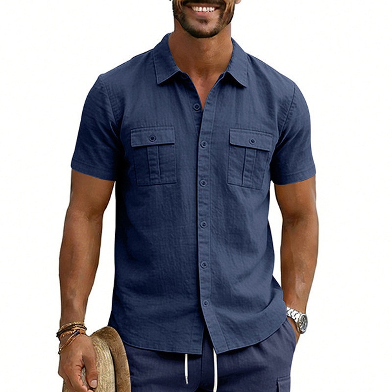 Clothes > Men's Clothing > Tops > T-Shirts  Summer Outerwear With Lapels And Short Sleeves S-3XL