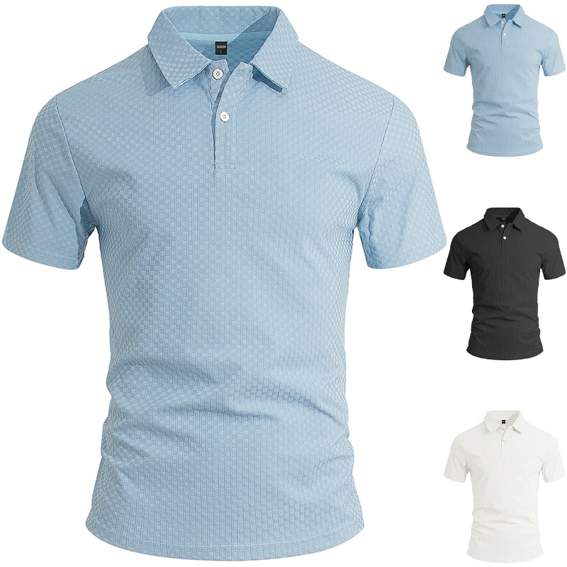 Clothes > Men's Clothing > Tops > T-Shirts  Summer Men's Checked Shirt With Lapels Short Sleeves S-3XL