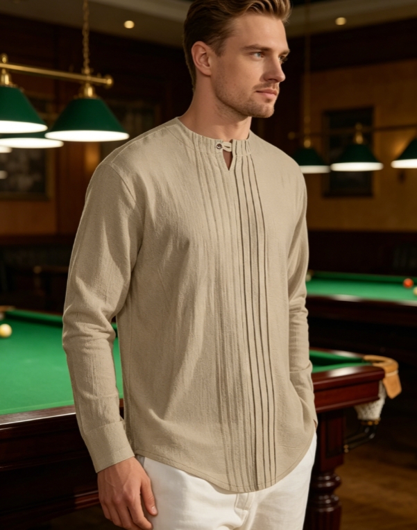 Clothes > Men's Clothing > Tops > Shirts Men's Crew Neck Long Sleeve Button Down Shirt S-3XL