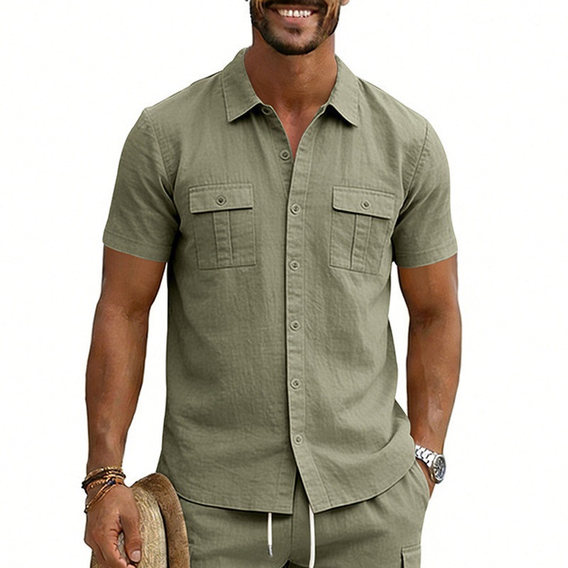 Clothes > Men's Clothing > Tops > T-Shirts  Summer Outerwear With Lapels And Short Sleeves S-3XL