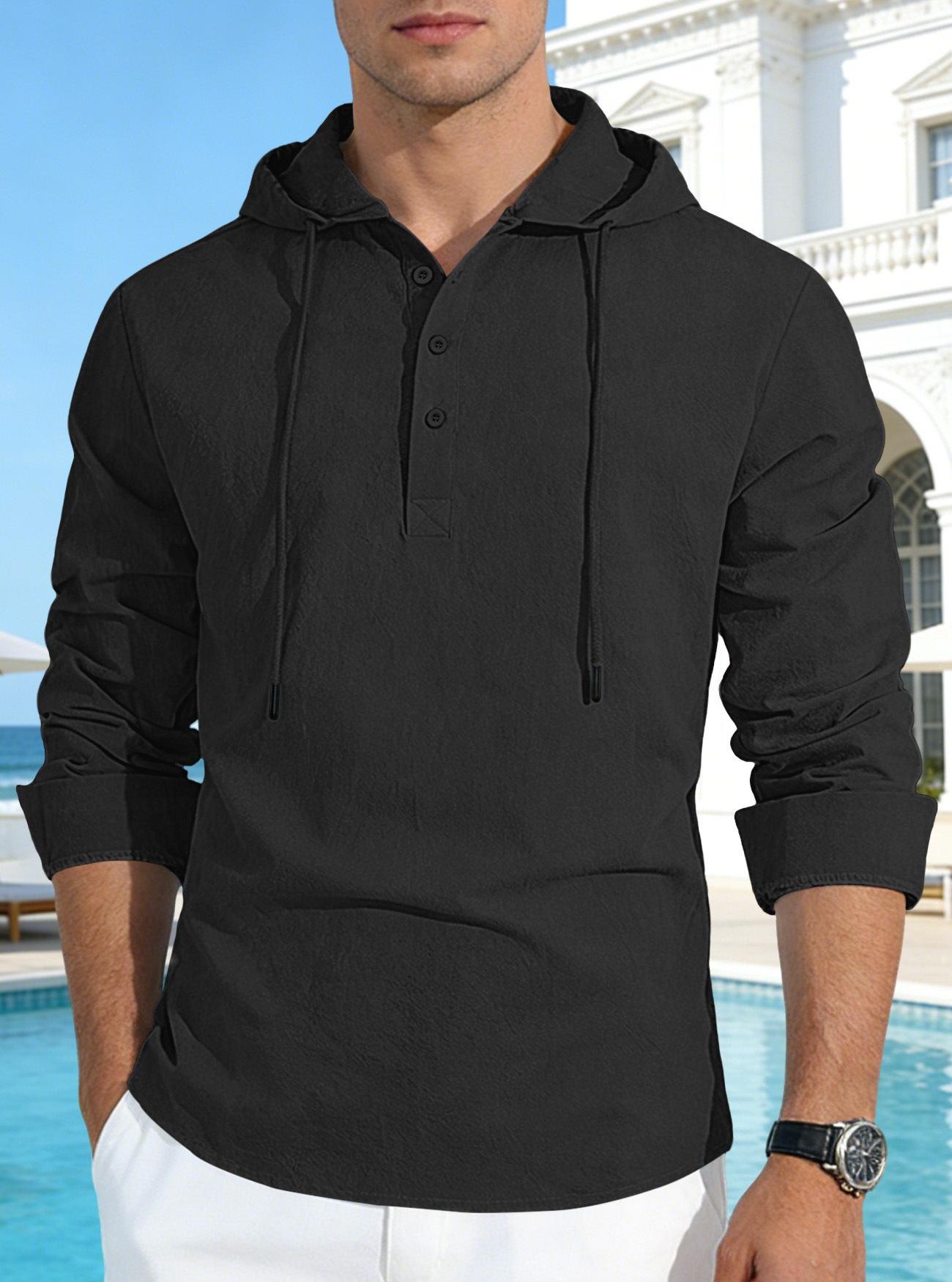 Clothes > Men's Clothing > Tops > Shirts  Men's Loose Oversized Quick Dry Long Sleeve Hooded Shirt