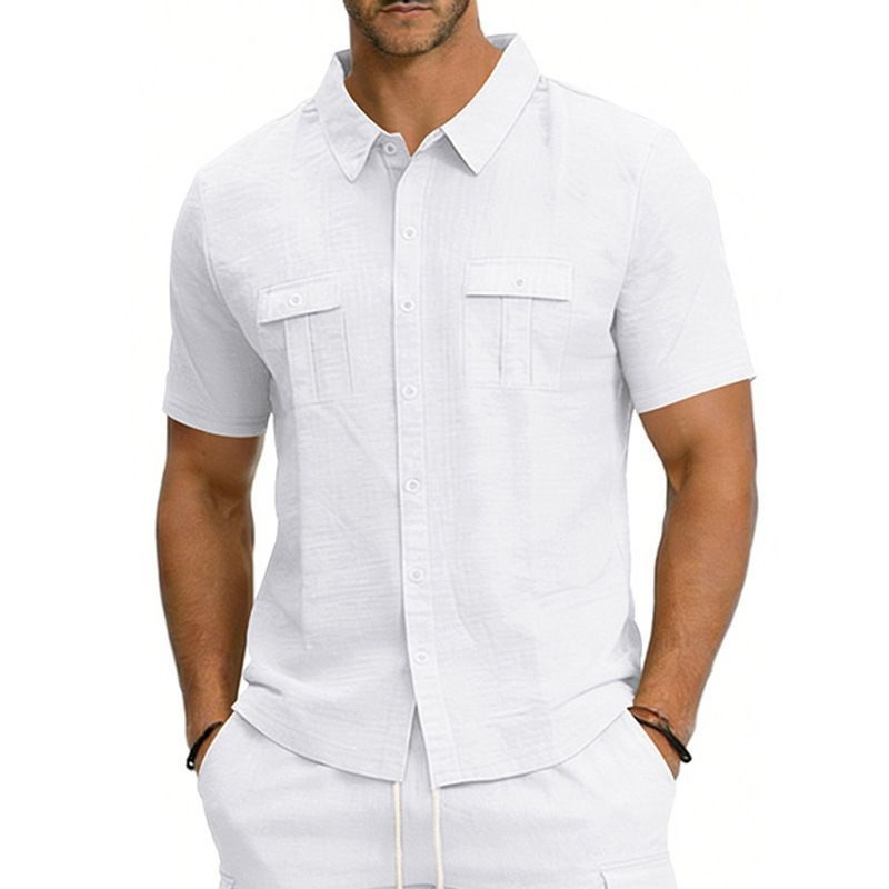 Clothes > Men's Clothing > Tops > T-Shirts  Summer Outerwear With Lapels And Short Sleeves S-3XL