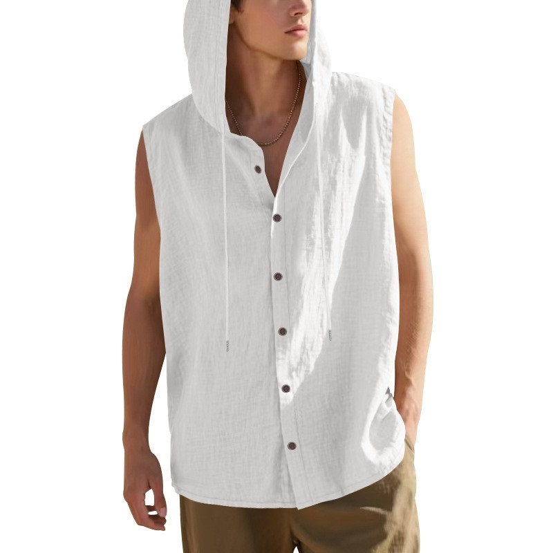 Clothes > Men's Clothing > Tops > Shirts  Summer Men's Linen Casual Sleeveless Vest S-3XL