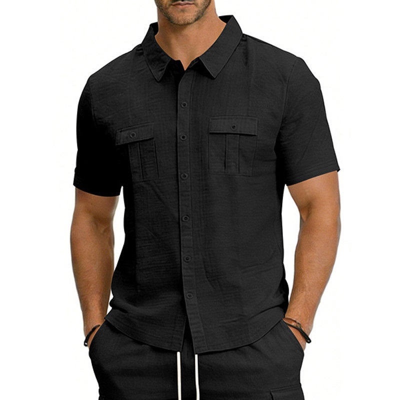 Clothes > Men's Clothing > Tops > T-Shirts  Summer Outerwear With Lapels And Short Sleeves S-3XL