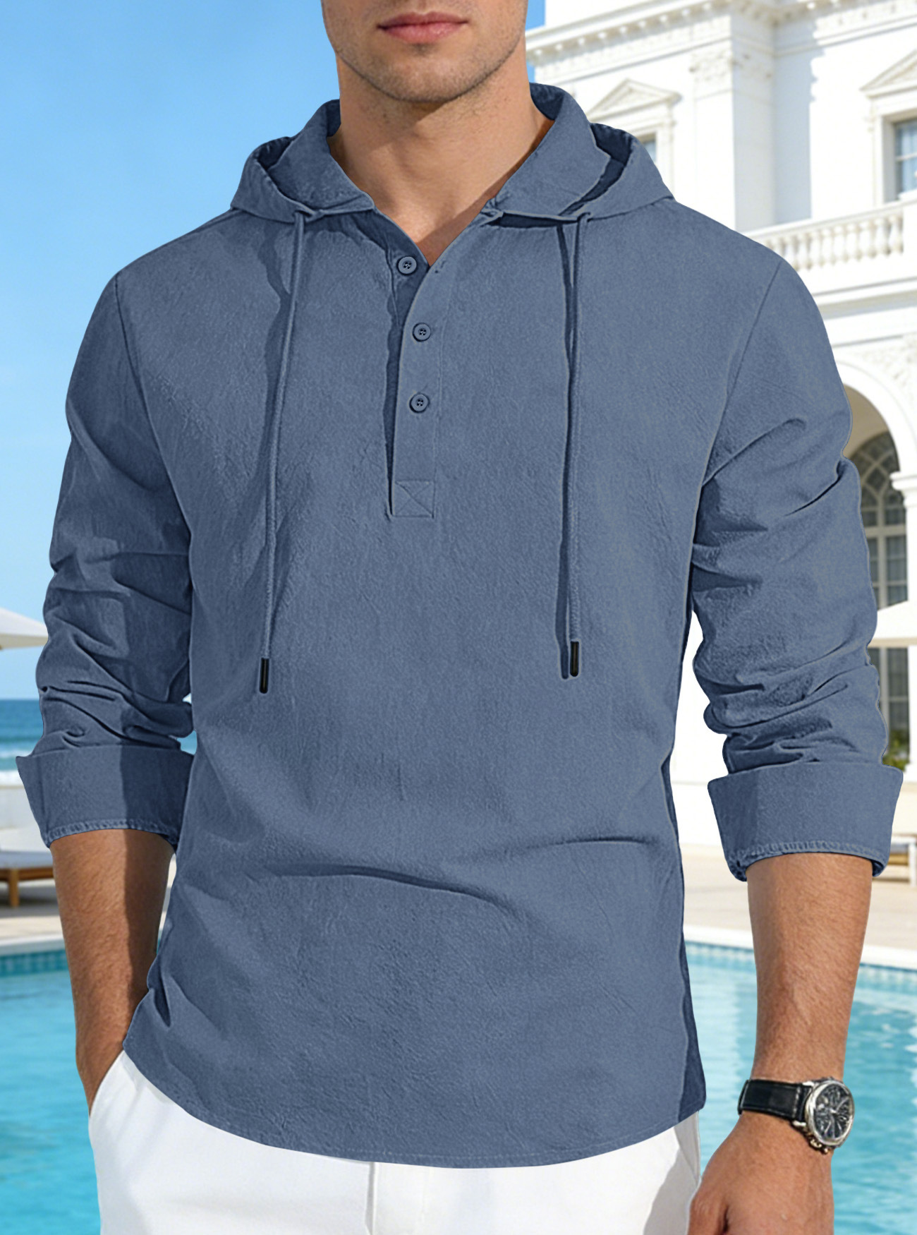 Clothes > Men's Clothing > Tops > Shirts  Men's Loose Oversized Quick Dry Long Sleeve Hooded Shirt