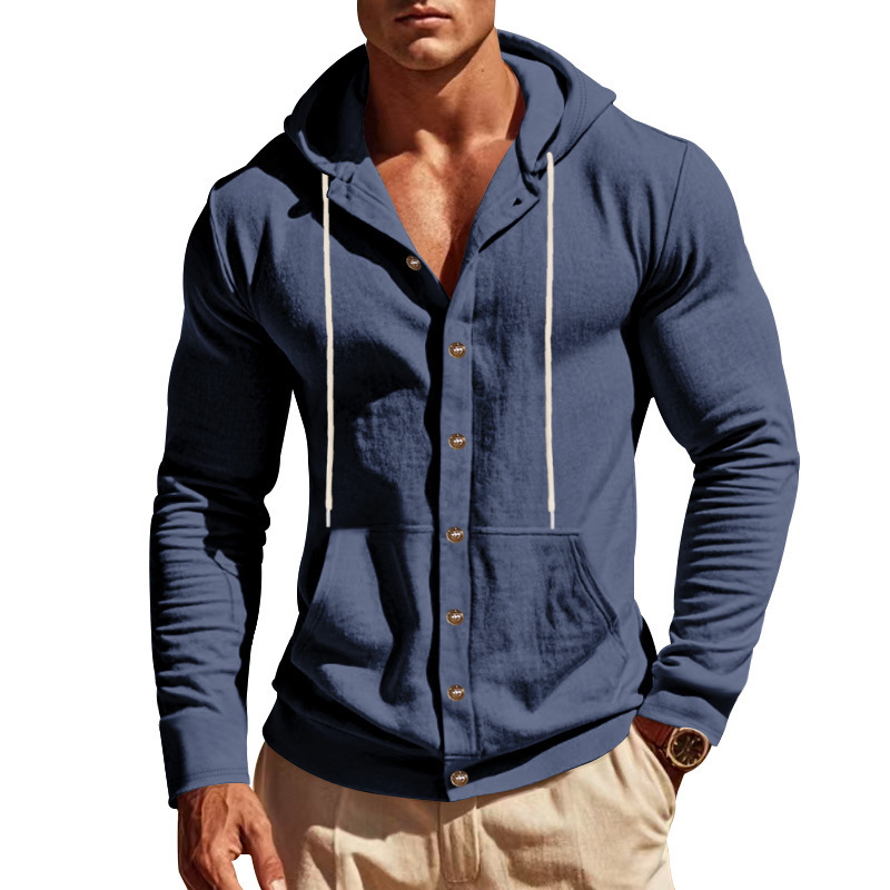 Clothes > Men's Clothing > Tops > Shirts Men's Loose Linen Long Sleeve Hooded Shirt M-3XL