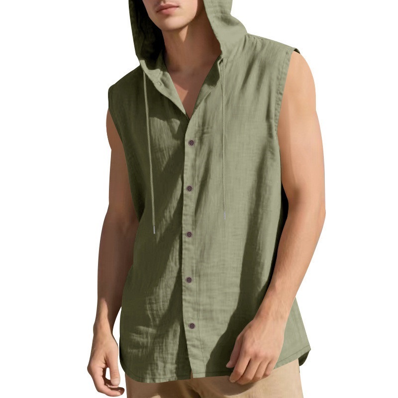 Clothes > Men's Clothing > Tops > Shirts  Summer Men's Linen Casual Sleeveless Vest S-3XL